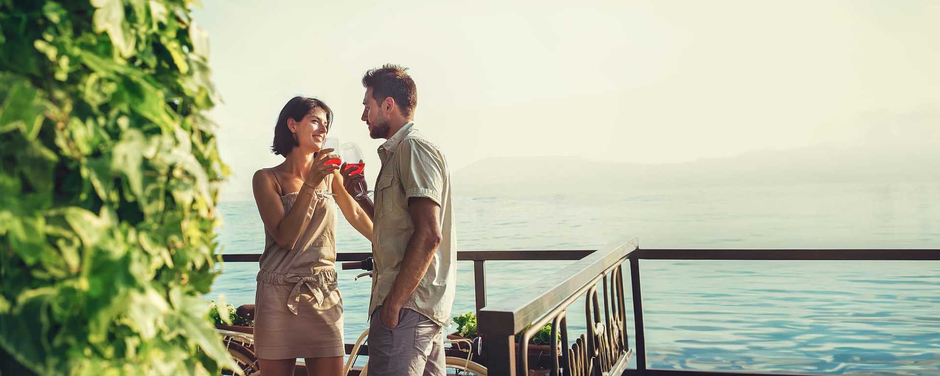 Couple at a lake in Italy. 