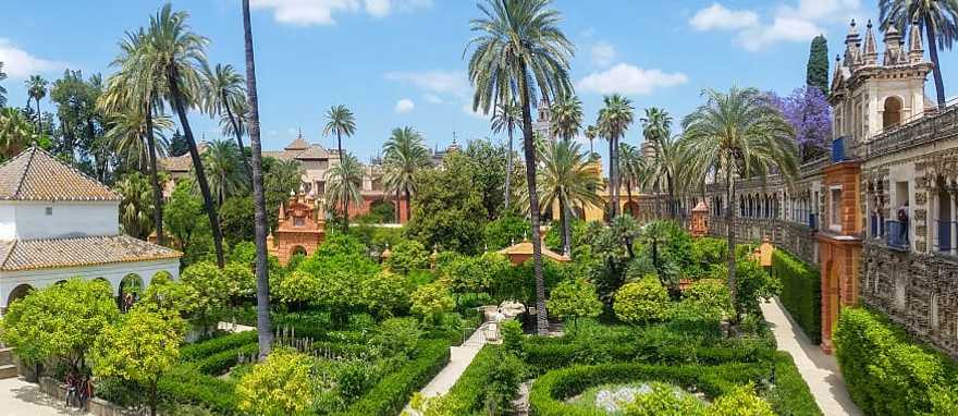 Gardens at the Royal Alcazar in Seville, Spain