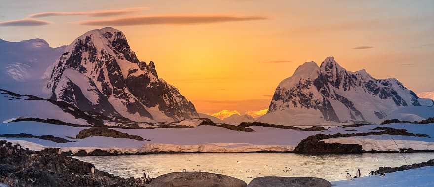 Snow capped mountains in Antarctica